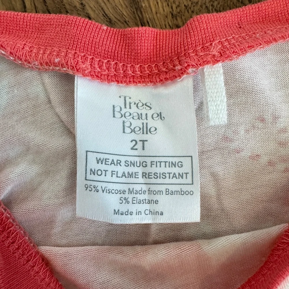 Tres Beau Et Belle Santa Pink Christmas Pajamas Bamboo Holly‎ Jolly Size 2T N